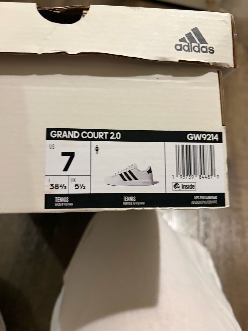 Grand Court Addidas White Sneakers with Black Stripes - Picture 6 of 6